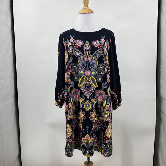 Loft Ann Taylor Dress Womens PS Small Petite Floral Mosaic Long Sleeve Back Zip - Picture 2 of 10